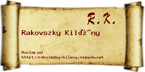 Rakovszky Kilény névjegykártya